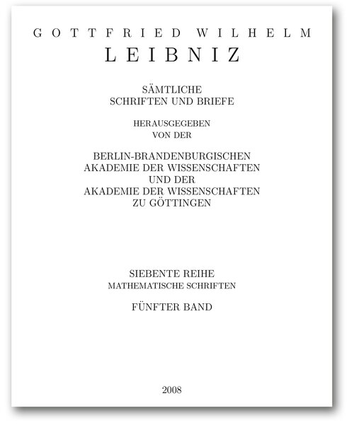 Titelseite von Band VII, 5 der Leibniz-Akademie-Ausgabe