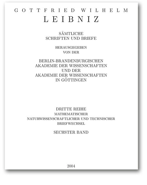 Titelseite von Band III, 6 der Leibniz-Akademie-Ausgabe