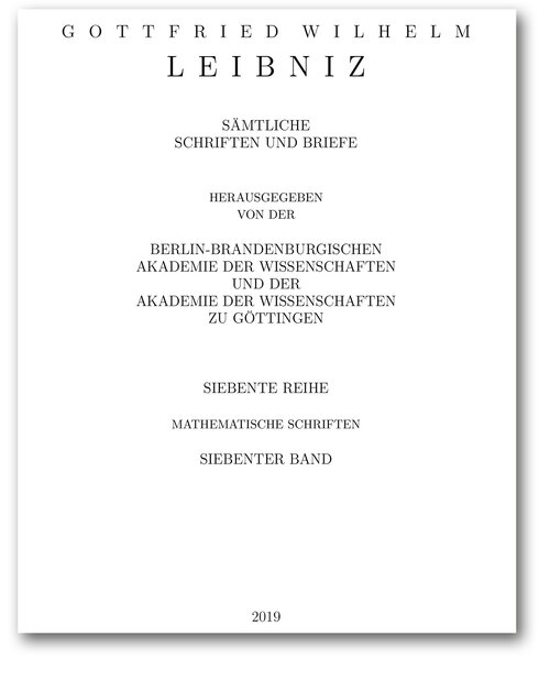 Titelseite von Band VII, 7 der Leibniz-Akademie-Ausgabe